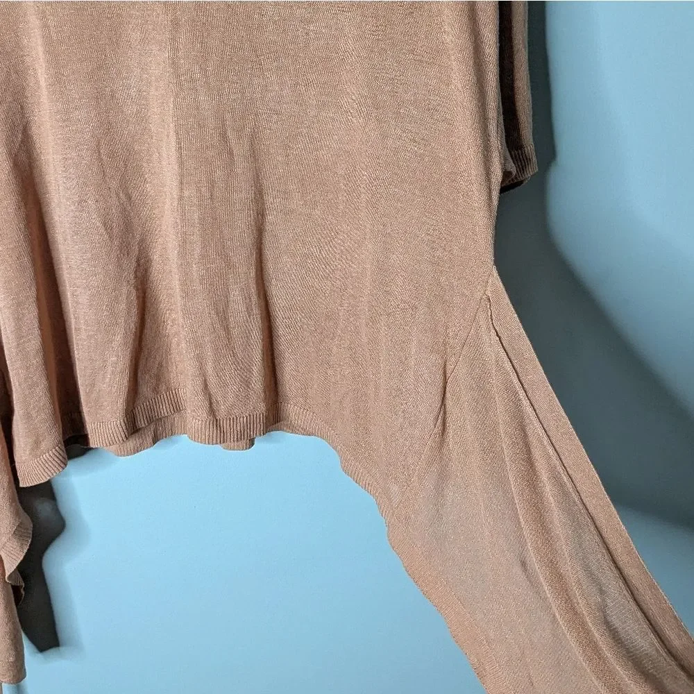 ZARA Tan Linen Blend Boxy Short Sleeve Bandage Wrap Crop Short Sleeve T Shirt S